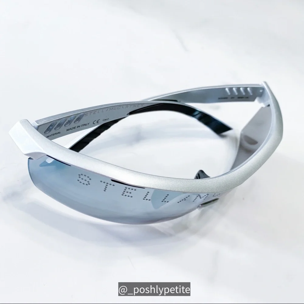 Stella McCartney sports mirror shield metallic silver sunglasses - Picture 5 of 15